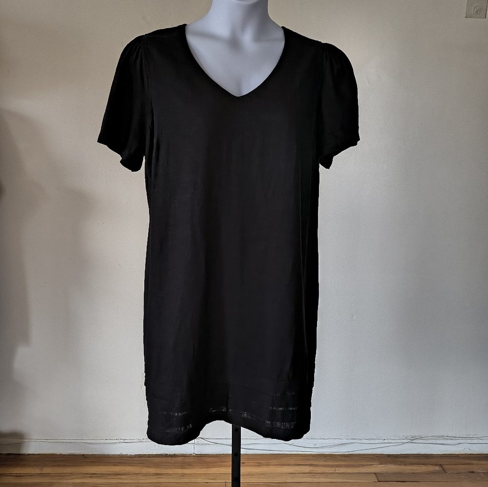 Nicole Miller Original Linen Blend  Women's Black Dress Size XL Career Luxury